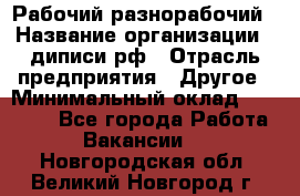 Рабочий-разнорабочий › Название организации ­ диписи.рф › Отрасль предприятия ­ Другое › Минимальный оклад ­ 18 000 - Все города Работа » Вакансии   . Новгородская обл.,Великий Новгород г.